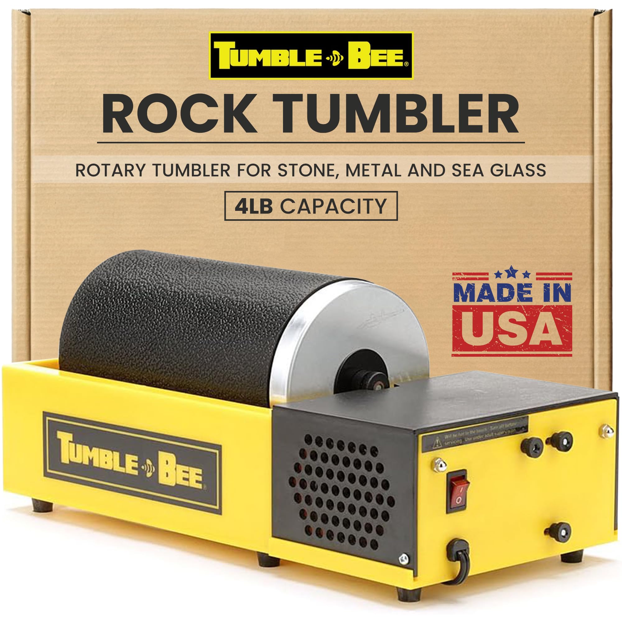 Tumble-Bee Rock Tumbler – großer Drehbarer Stein-Vibrationsbecher für Erwachsene und Kinder – 1 x 4 LB Barrel