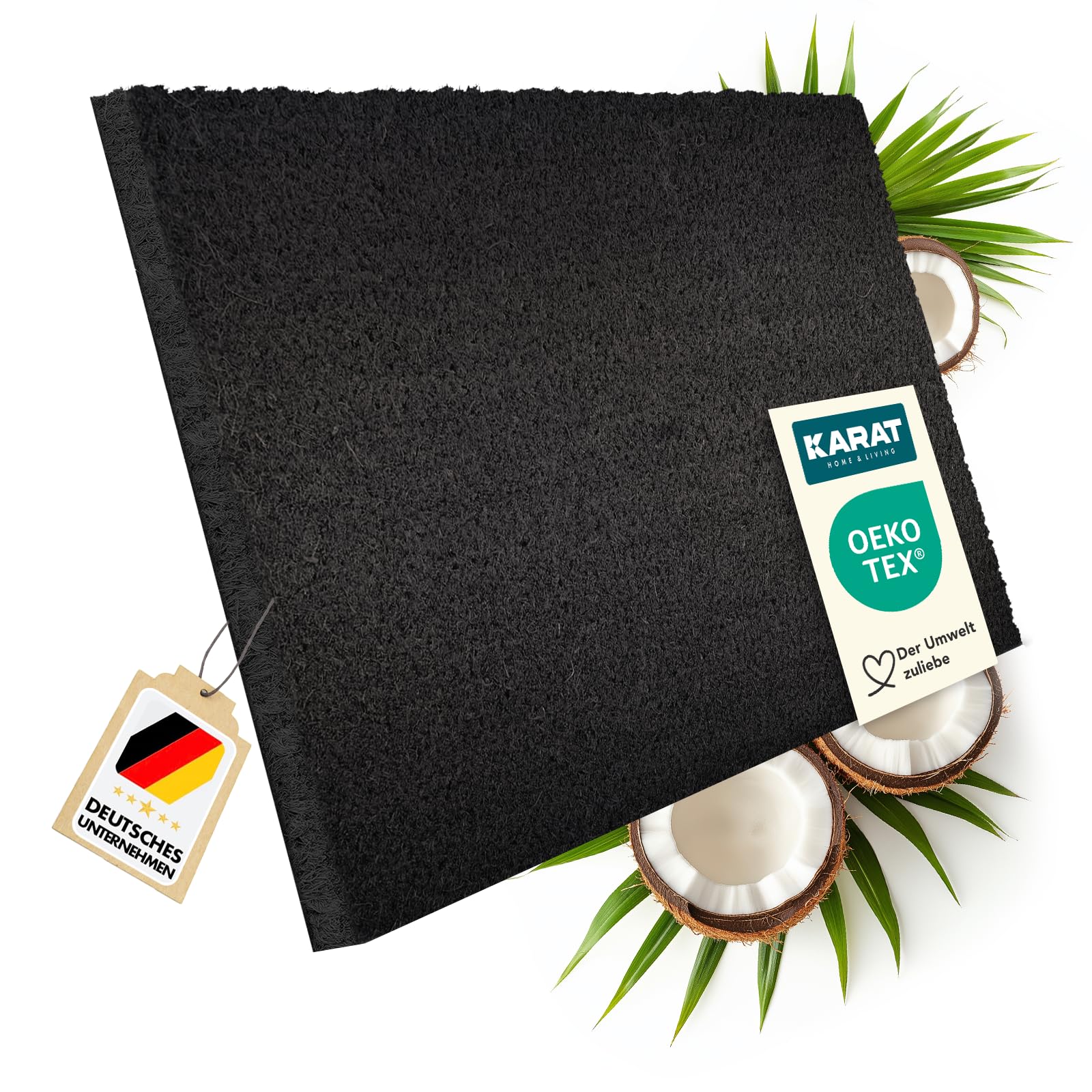 KARAT Fußmatte Kokos 17mm Höhe - Türmatte - Schmutzfangmatte - Kokosmatte mit Rutschfester Rückseite