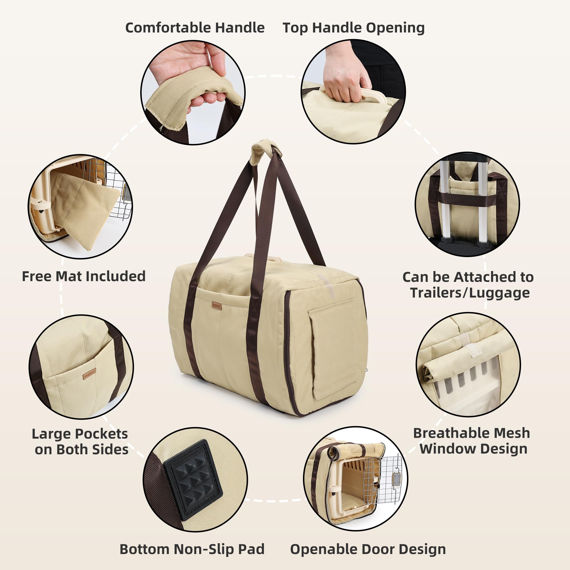 Housse de cage de voyage pour chat et chien, housse de transport chaude et douce avec 2 côtés en maille respirante, utilisation en intérieur et en extérieur