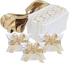 HASEAMALL 50 pz scatole per confetti Scatoline Portaconfetti scatoline Scatole regalo piccole scatole per bomboniere coni per confetti scatolina carta kraft foglia d'oro su sfondo bianco