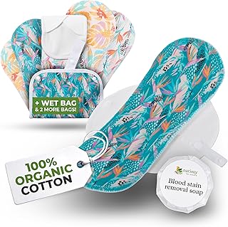 ÉcoConfort Serviettes Hygiéniques Lavables Bio en Coton pour Flux Léger (S+M, x6); FABRIQUÉES en UE, Protection Menstruelle Réutilisable, Lavable à Haute T°, Douce et Non-Irritante pour Femmes & Ados