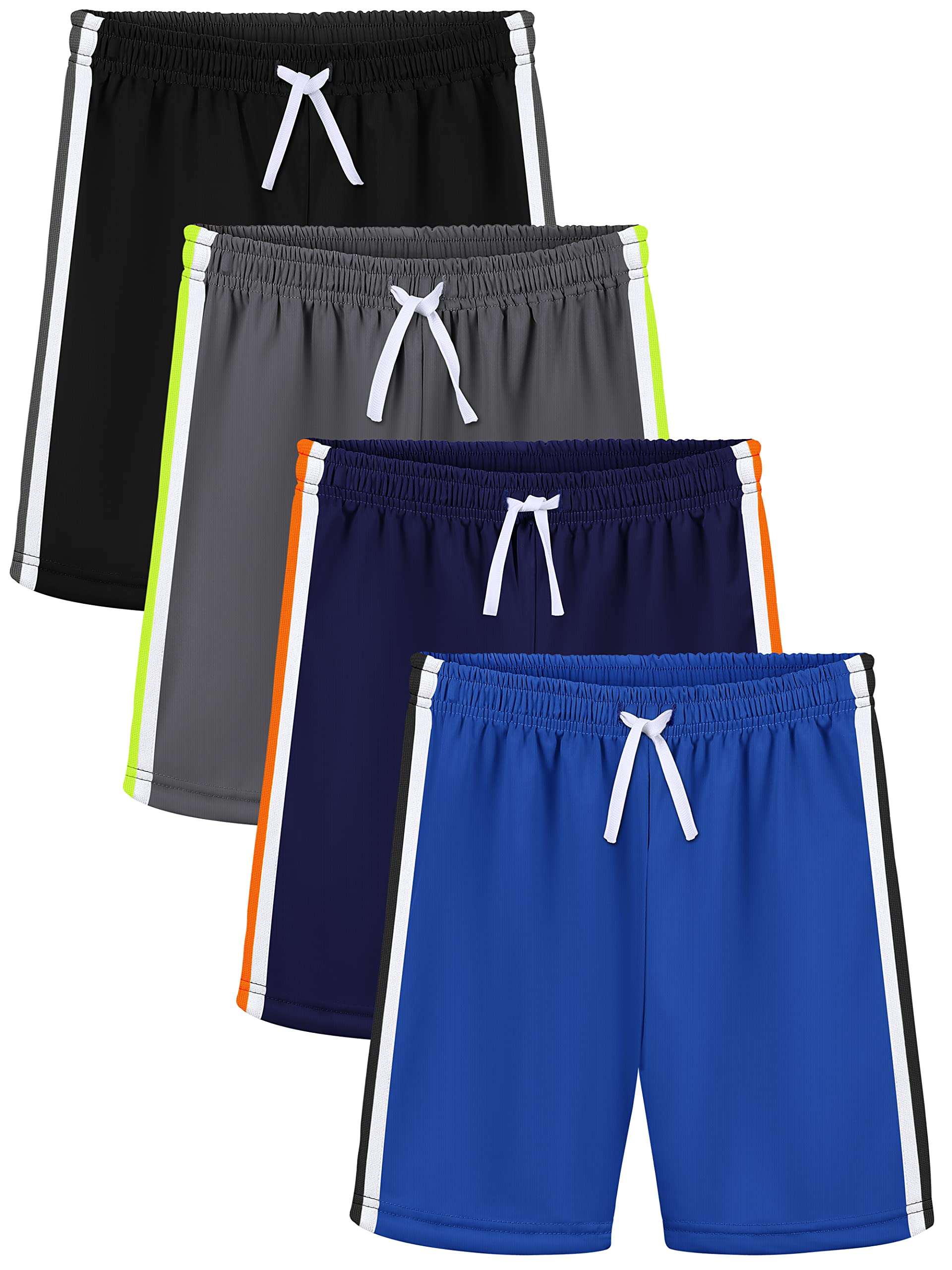Resinta 4 Pack Toddler Boys Shorts Athletic Shorts Performance Basketball Shorts Swim Trunks with Drawstring