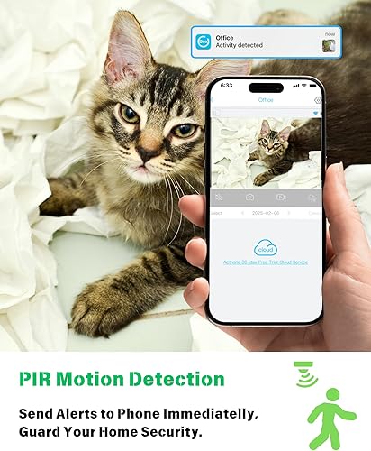 Miniatura 4 de Cámara inalámbrica para gatos para interiores, cámara Wi-Fi HD de 2K con control de aplicación, detección de movimiento, visión nocturna automática,