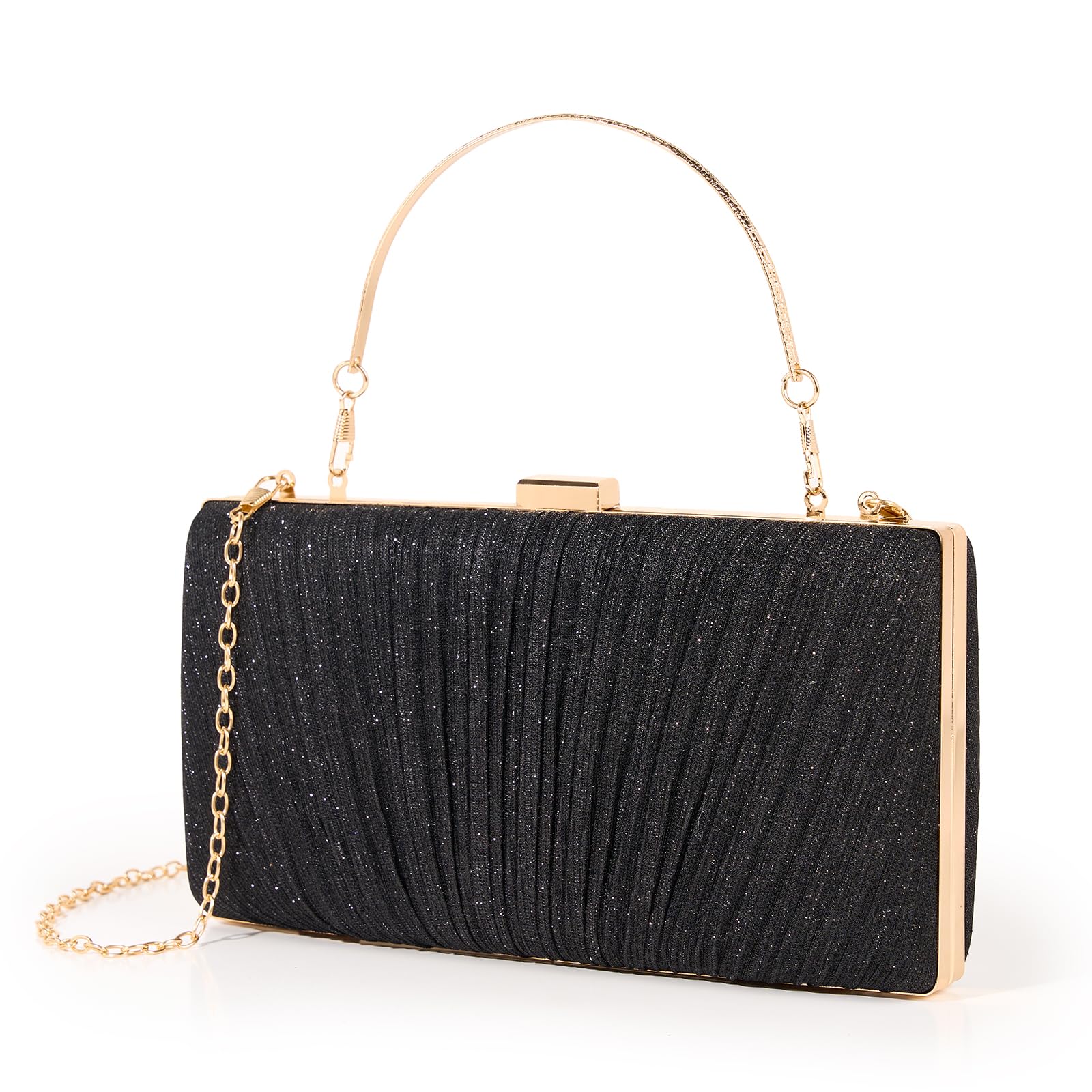 Kseymeir Bolsos de mano para mujer, plisados, bolso de noche con cadena, graduación, cóctel y boda
