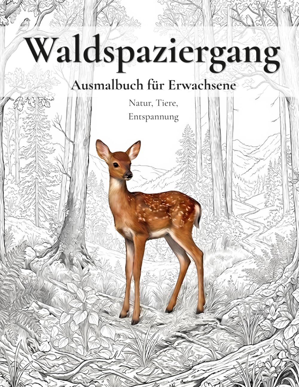 Waldspaziergang: Ausmalbuch für Erwachsene