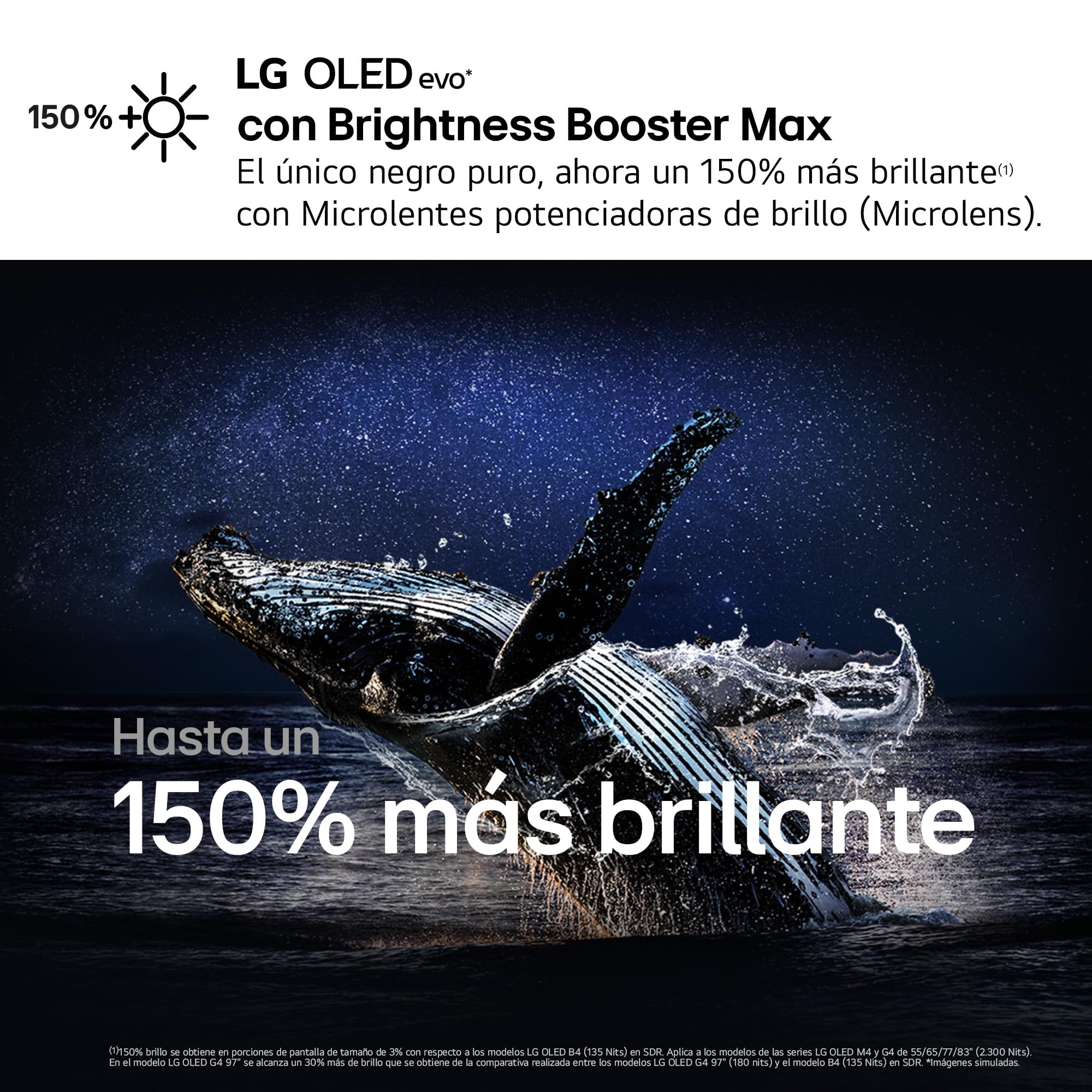 LG OLED55G46LS, 55", OLED EVO* 4K, Serie G4, Smart TV, WebOS24, Procesador a11, Dolby Vision, Dolby Atmos, webOS 24, 3840X2160,TV Gaming, 144 Hz, Negro