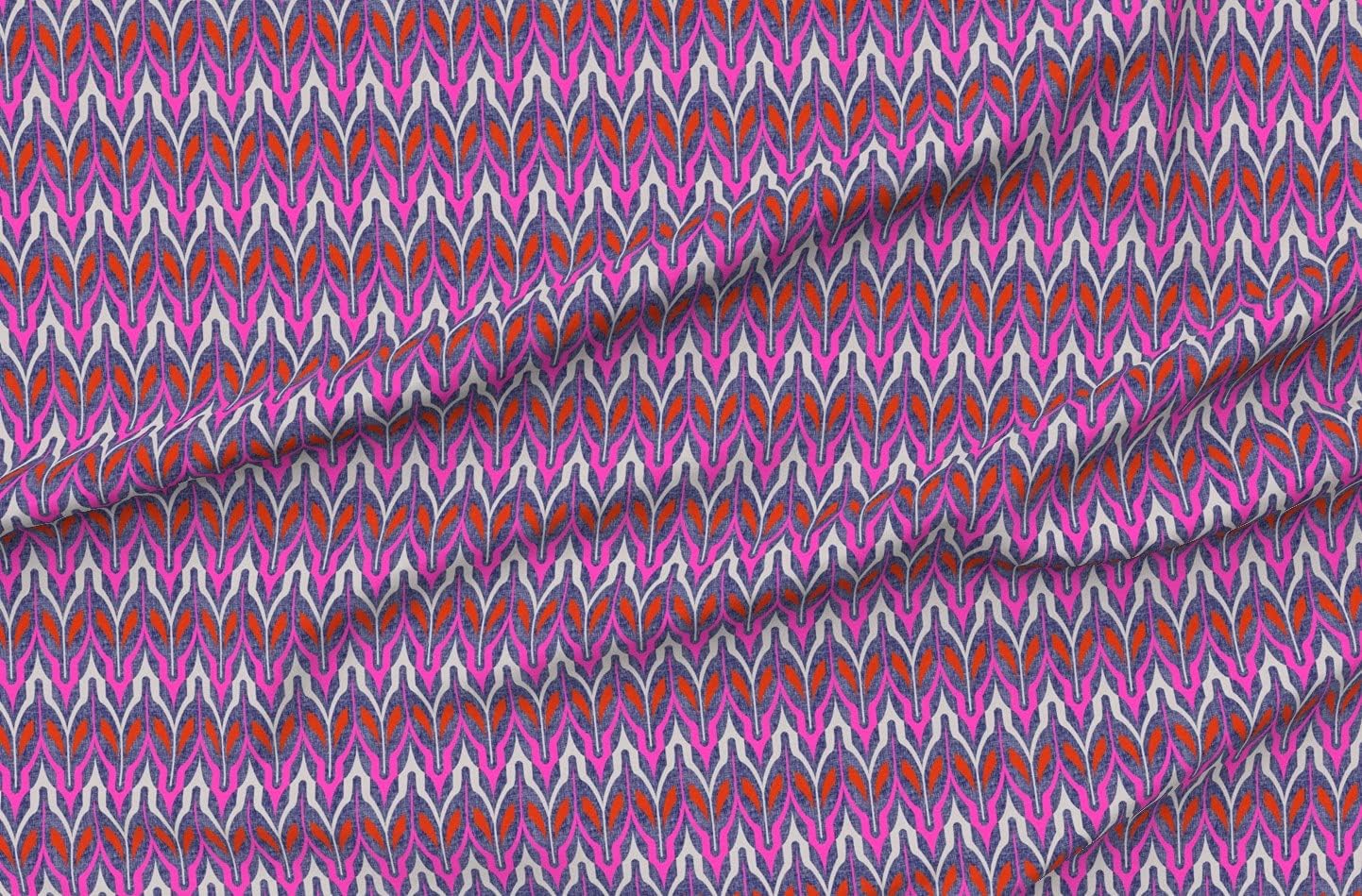 Spoonflower Fabric - Boho Pink Orange Blue Abstract Geometric Shapes Chevron Modern Printed on Petal Signature Cotton Fabric Fat Quarter - Sewing Quilting Apparel Crafts Decor