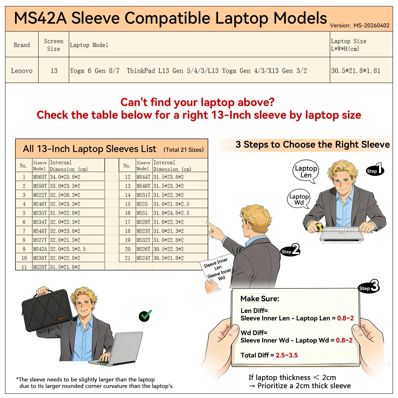 Smatree MS42A Protección rígida 13 Pulgadas Funda para portátil Compatible con Lenovo Thinkpad L13 gen5/4/3, para Thinkpad L13 Yoga Gen 4/3, para Yoga 6 Gen 8/7