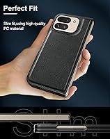 Vista 6 de Eastcoo Funda delgada de cuero para Pixel 9 Pro Fold (2024), [protector de pantalla integrado] soporte de carga inalámbrica, funda protectora