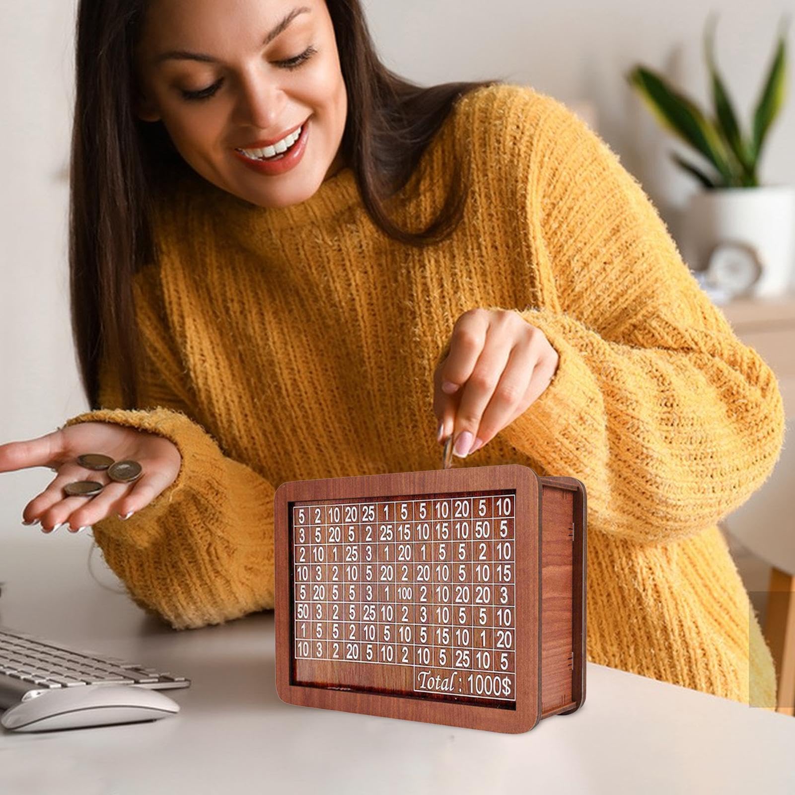 Amazon.co.jp: 貯金箱 - 目標貯蓄貯金箱 カウンター付きレトロ貯金箱 | 再利用可能な木製貯金箱 貯蓄目標付き  装飾レトロ木製マネージャー コインやメモ用 : ホーム＆キッチン カウンター付き貯金箱 3000米ドル レトロ 再利用可能 木製貯金箱 マネージャー  コイン ...