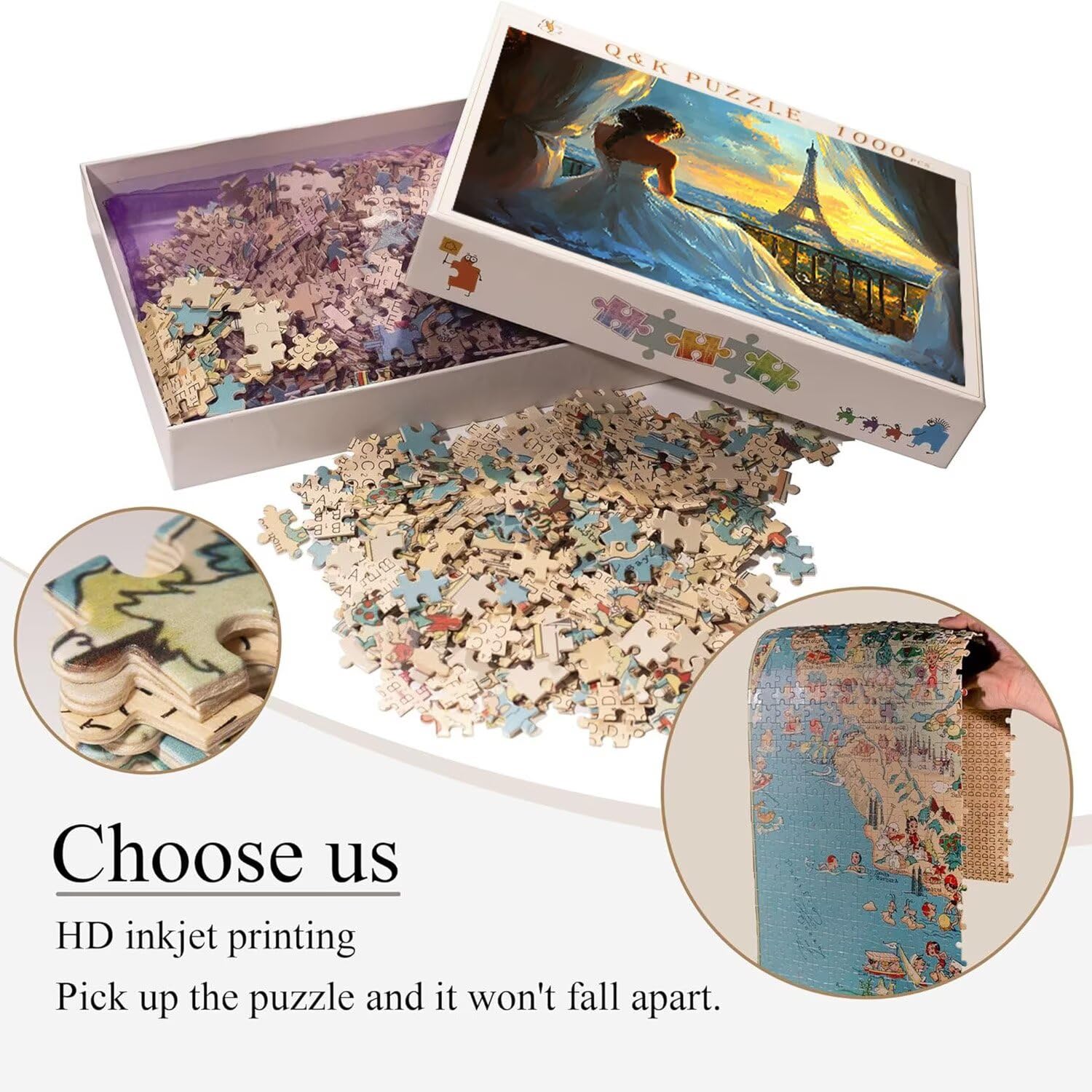 Puzzle in Legno per Adulti 5000 Pezzi | Torre Eiffel Donna| Giocattoli Educativi | Puzzle Adulti E Famiglie Decor | Dimensione Di 156x105cm | Regalo Adultis | Regali Natale (Formato: 62.4x42in) o-4
