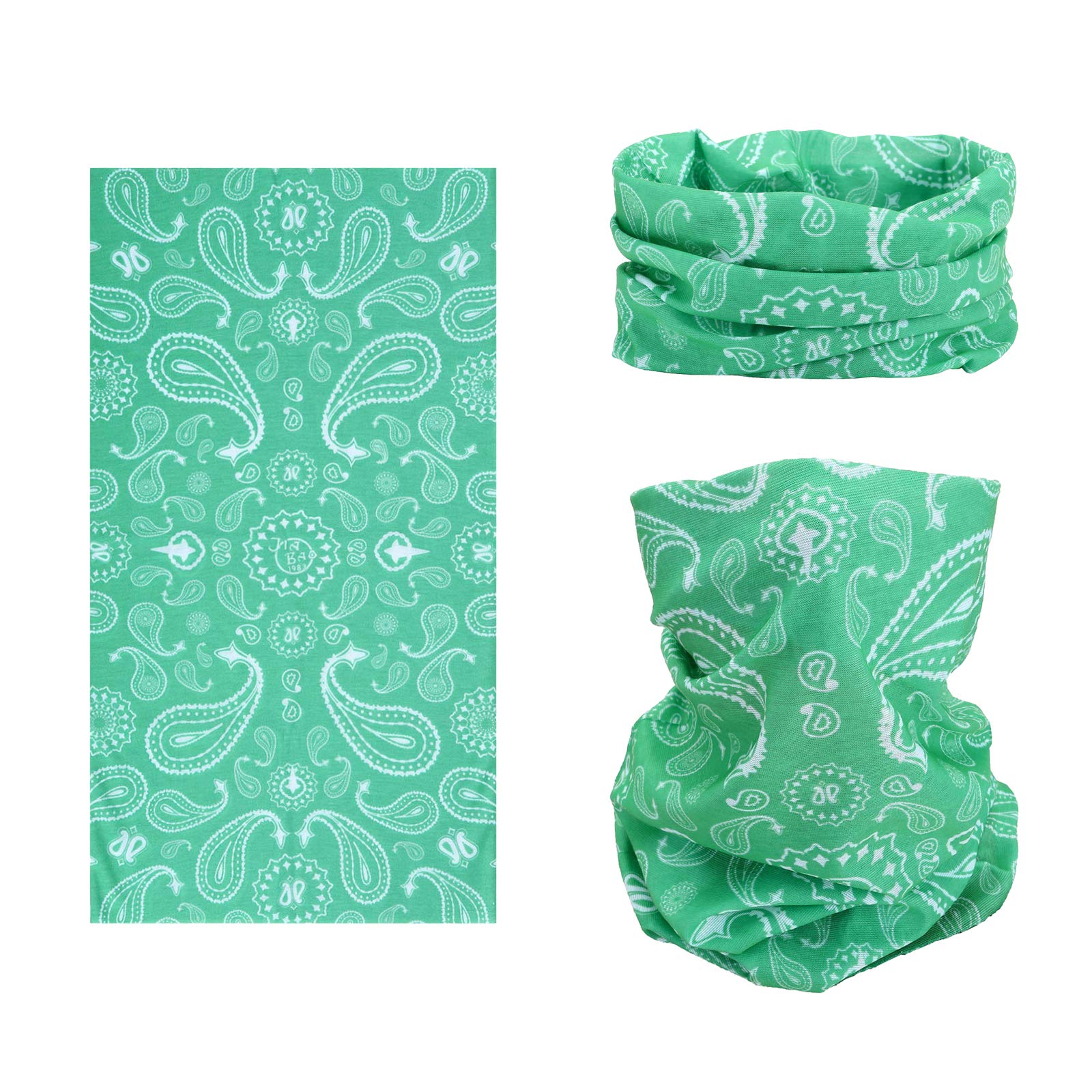 SMEHCF Novelty Seamless Bandana Balaclava Face Cover Mask Shield Neck Gaiter Reusable Breathable Dustproof Windproof Unisex Green Konjac Flower