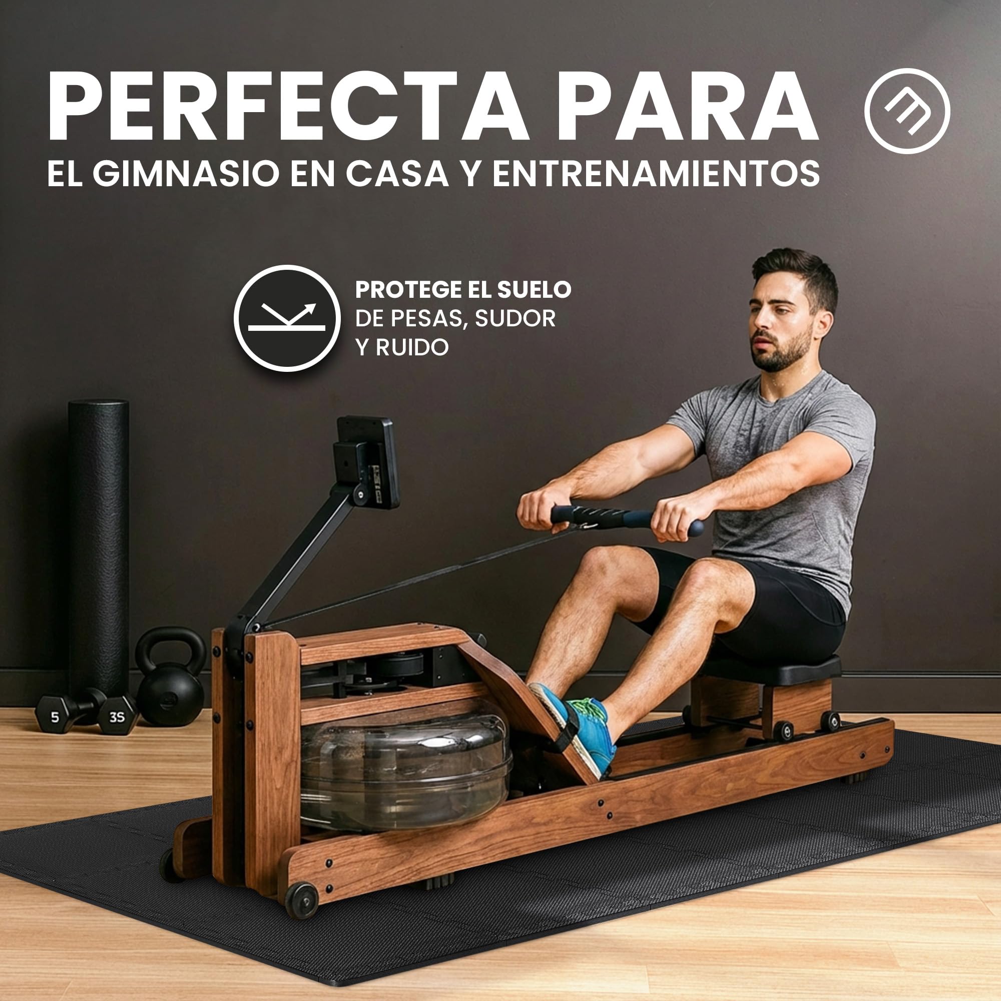 Esterilla Fitness Puzzle para Suelos de Gimnasio | Set de Protección Goma Espuma Losas Caucho para Máquinas de Deporte, Alfombrilla Protector Expandible Tatami Tapiz Alfombra Colchonetas Pesas Gym