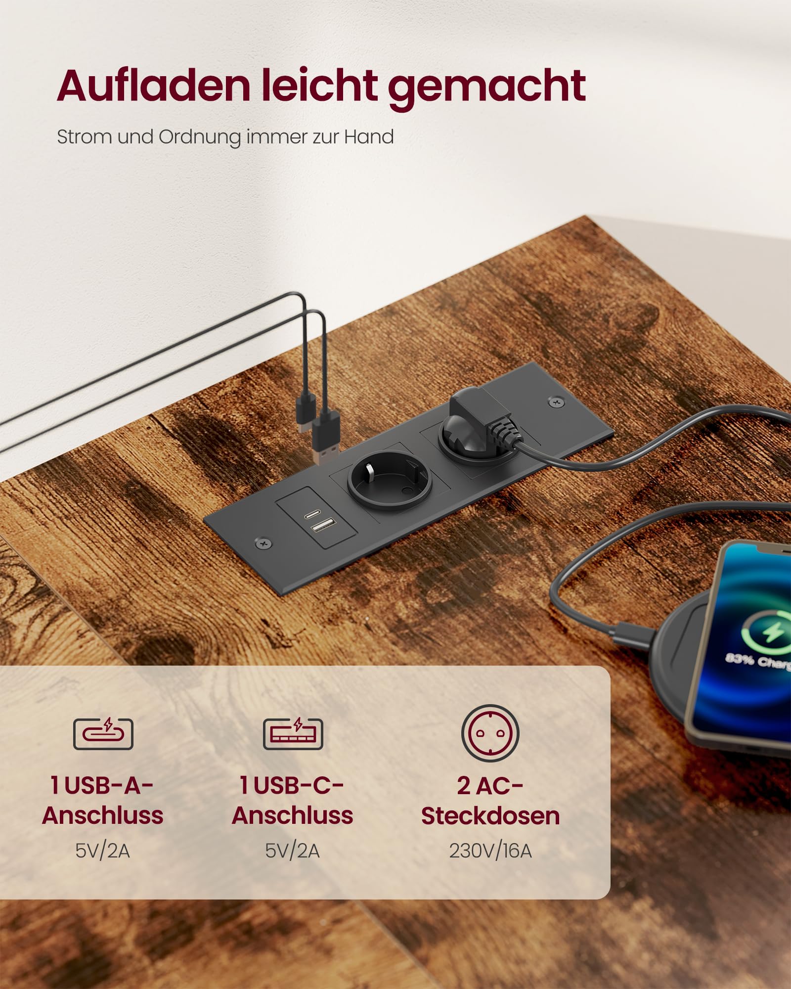 Vasagle Eckschreibtisch in L-Form – Bild 4