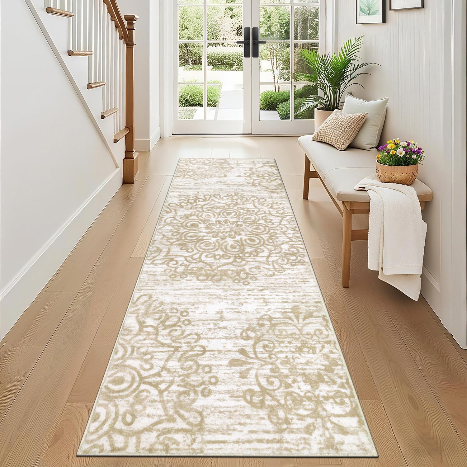 Tapis de passage antidérapant Shacos 60x180, confort poil ras lavable
