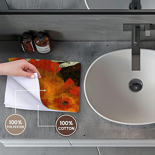 Miniatura 4 de Toalla de mano 3D de amapolas y libélulas, 15 x 22 pulgadas, multicolor