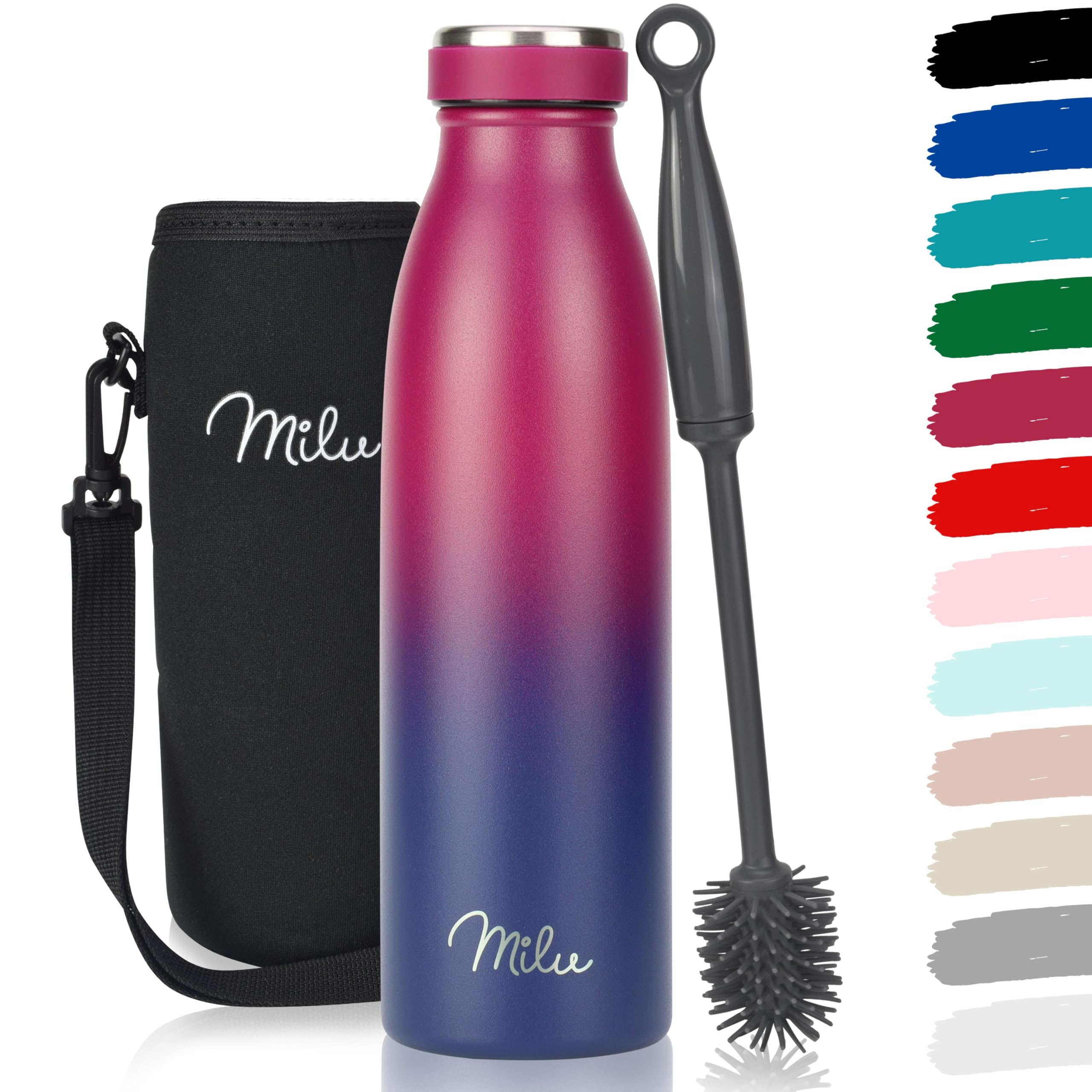 Milu Stainless Steel Drinking Bottle 350 ml - Insulated Thermo Flask for Water - Leak Proof, Insulated and Double Walled, Carbonated (Grey, 350 ml) — view 13