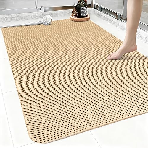 Miniatura 9 de Alfombrilla de ducha antideslizante: 35 x 24 pulgadas, extra grande para ducha interior, tapetes de ducha antideslizantes de PVC recortables, sin