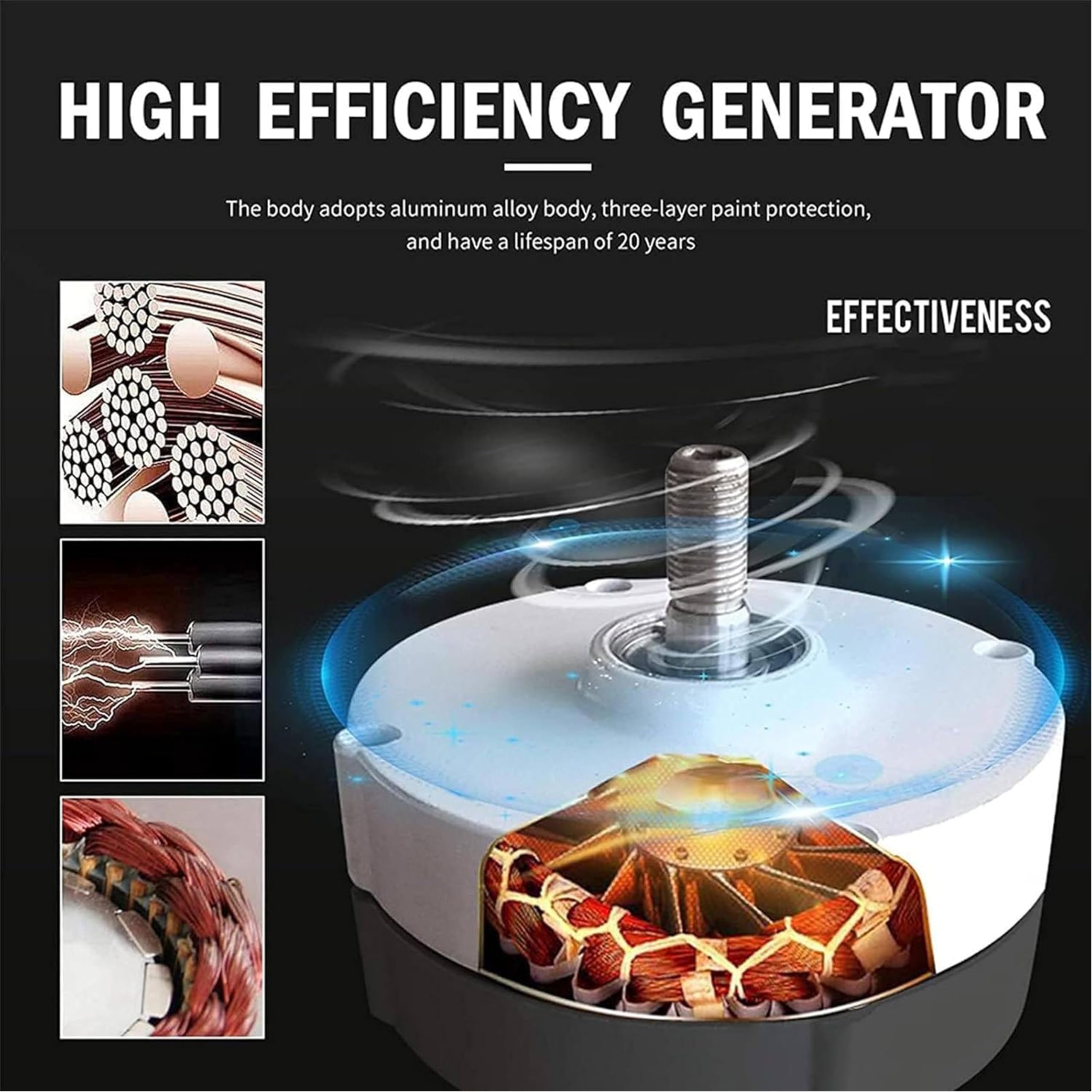 Generatore eolico a turbina da 8000 W, 12 V, 24 V, 48 V, 3 pale, per alimentazione fuori rete, ideale per barca, roulotte, camper, illuminazione, fattoria, stalle, capannone, capannone