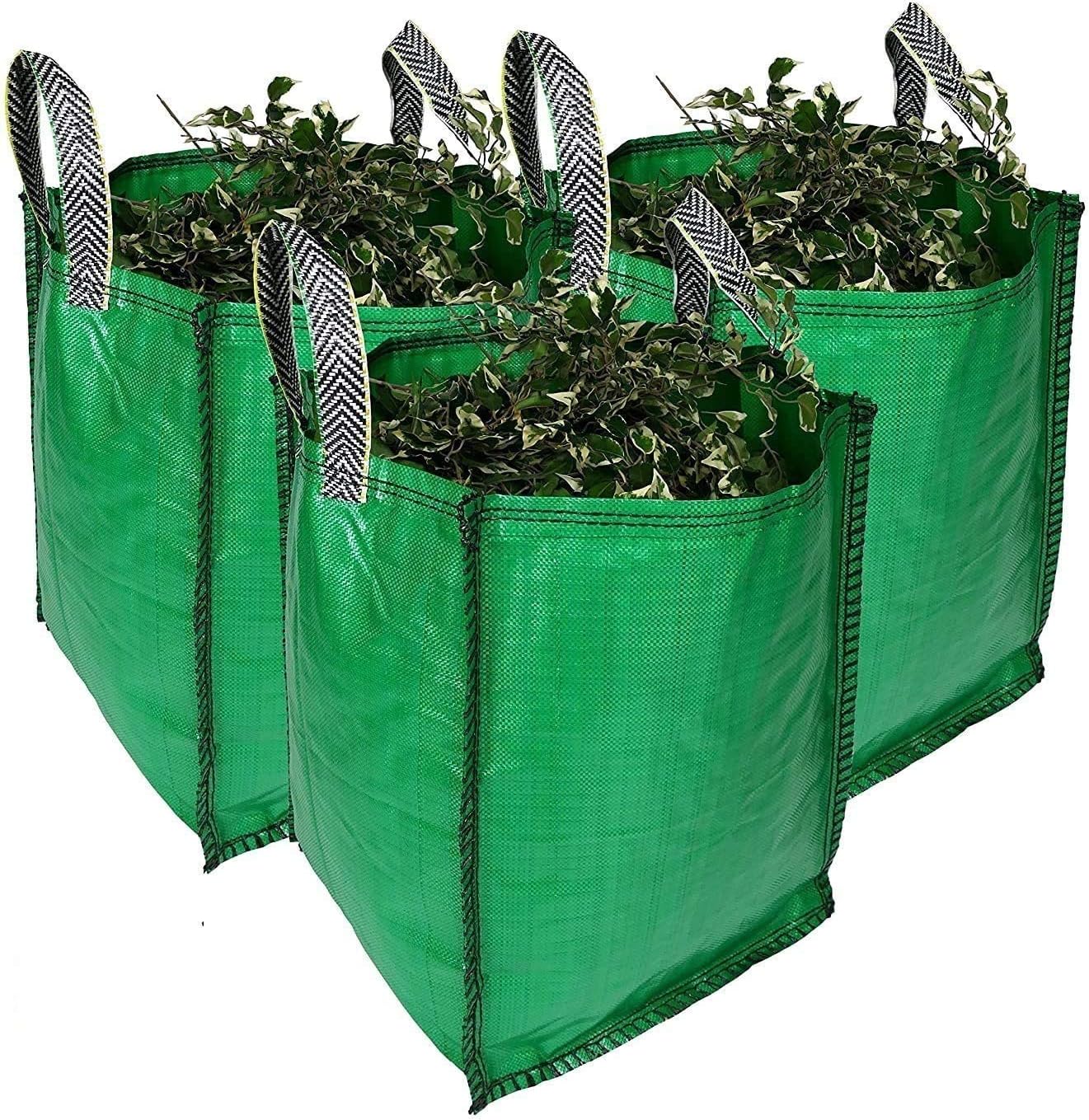 Garden Waste Bags - 120 Litre - 1 to 5 Sacks - PREMIUM GRADE - Industrial Fabric and Handles - Heavy Duty Garden/Green Waste Sacks (3 sacks)
