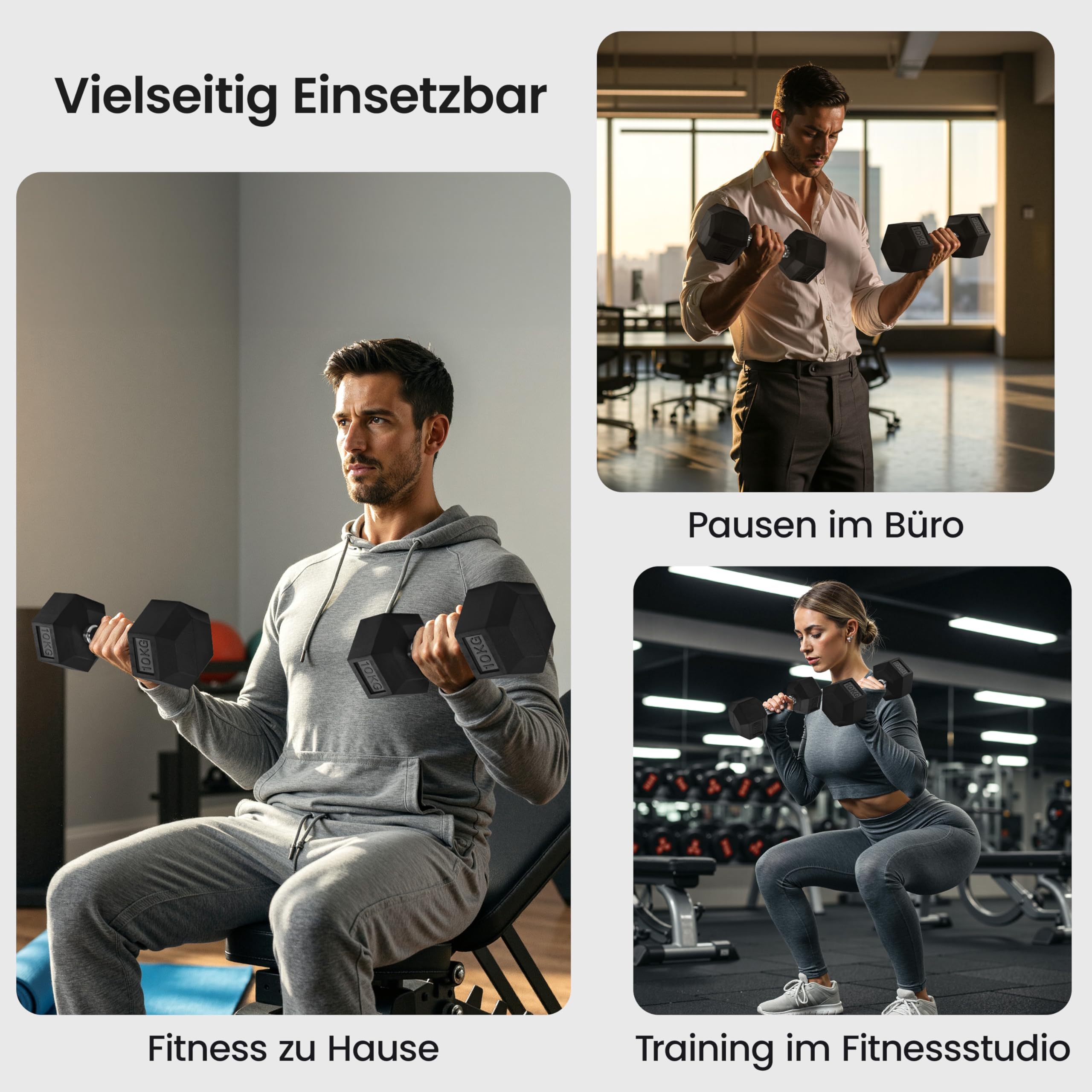 Yaheetech 2er-Set Kurzhanteln 5/10 kg Hexagon Hanteln Gummiummantelt & Bodenschonend Sechseckige Anti-Rutsch-Hanteln für Ganzkörpertraining im Heim-Fitnessstudio