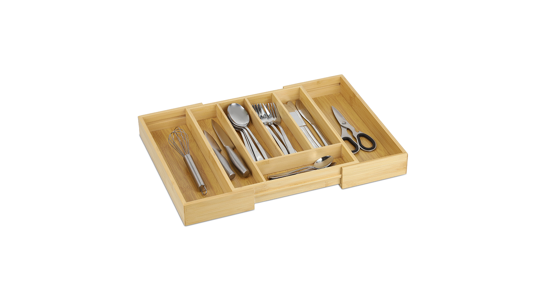 Uitschuifbare Bestekbak Voor Keukenla – 5 Vaks -> Uitschuifbaar Naar 7 Vaks   Bestek Organizer Van Hoogwaardig Bamboe Hout %e2%80%93 Bestekcassette Uitschuifbaar   29 48 X 34 X 5 Cm   Decopatent