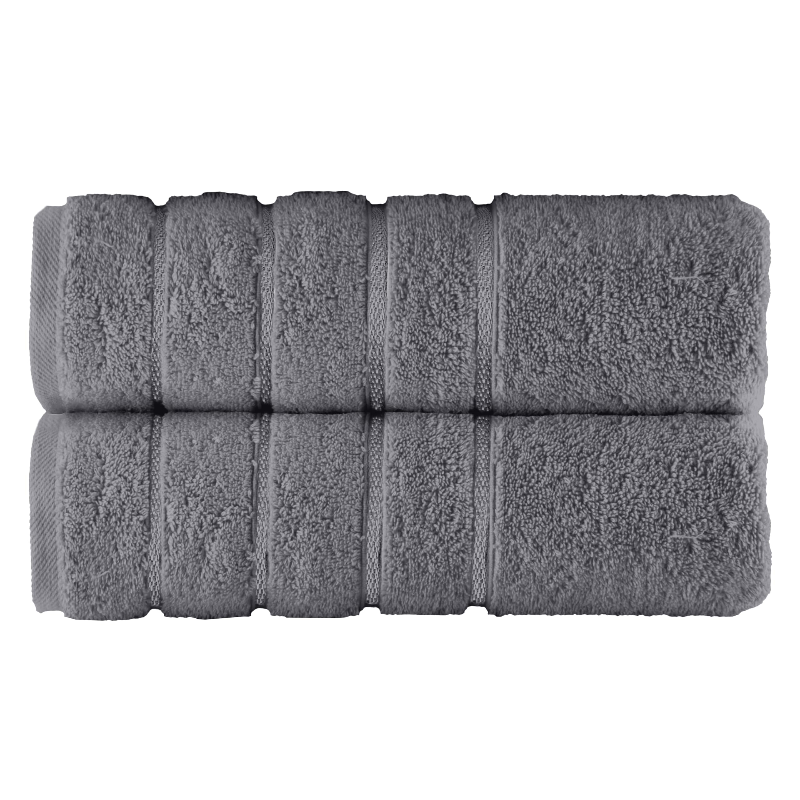 Elegant Comfort 100% Turkish Cotton 4 Lines Viscose Stripe Luxury 2 Pack Bath Towel Set 27 x 54 Inch - Super Soft and Highly Absorbent Premium Hotel Spa Quality Towels for Bathroom Use, Gray