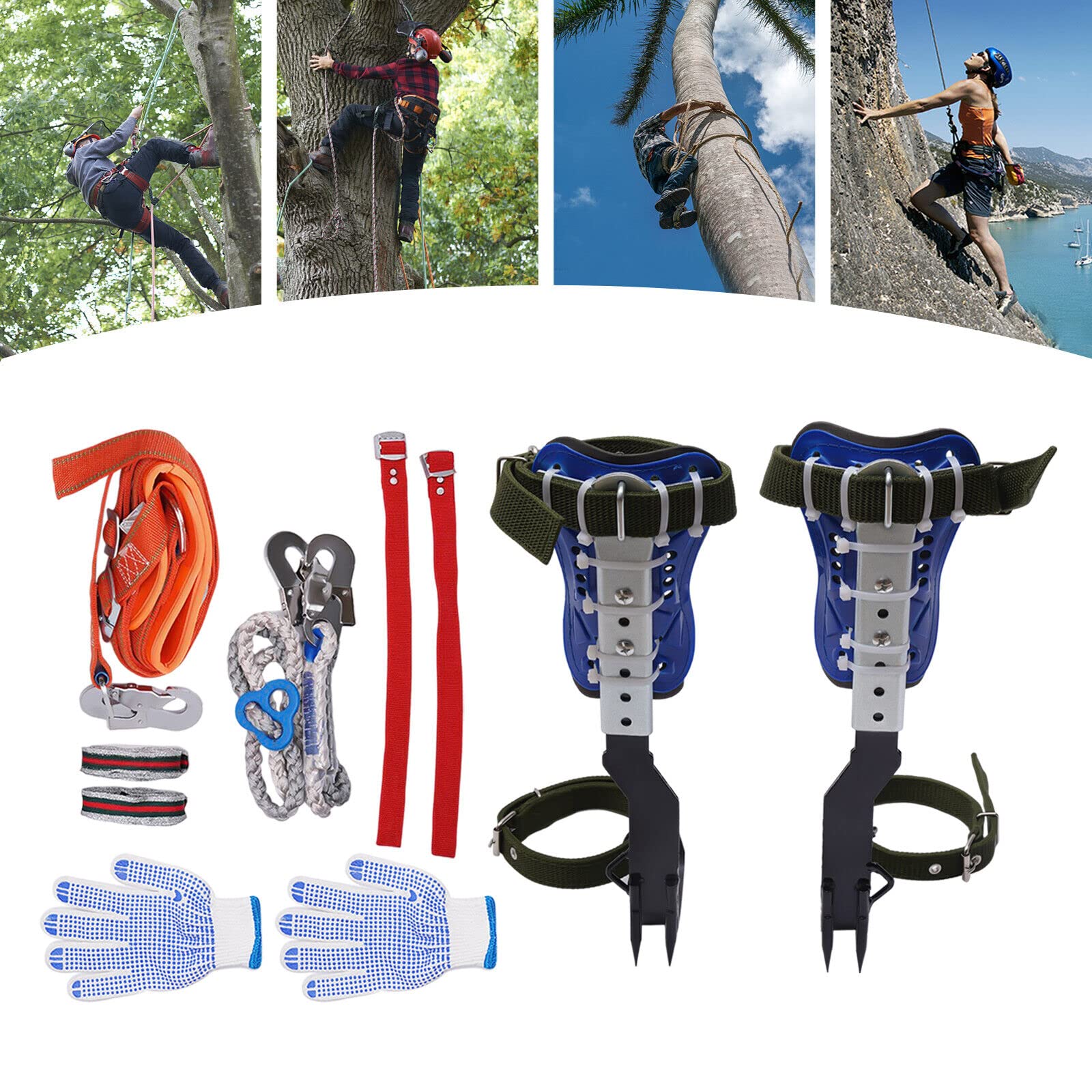 Upgrade Climbing A Tree Climbing Clip Set With Adjustable Climbing Suit-With Seat Belt Steel And Carbon Steel Forged Tree Climbing Tools Are Strong Suitable For Mountain Climbing, Outdoor Climbing