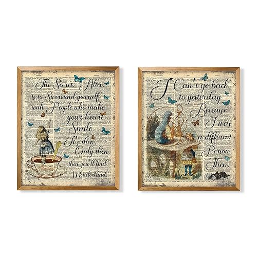 Miniatura 6 de Alice in Wonderland Wall Art Decor - Alice Inspirational Saying Quotes Poster Print Room Decor, The Secret, Alice Fans Gift, Can't Go Back, Self