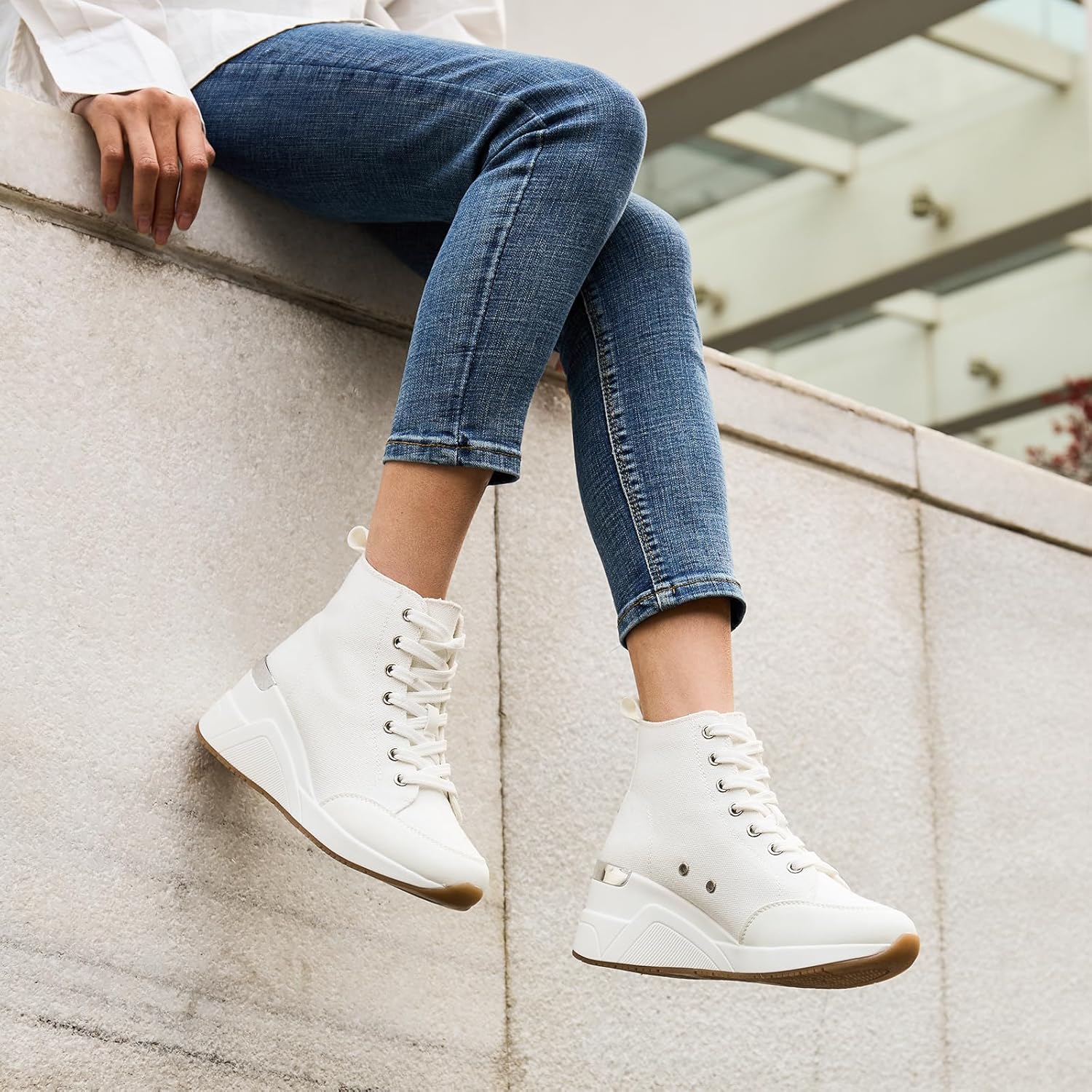 Cestfini Graffiti High Top Sneakers for Women Breathable White Black Platform Sneakers Lace up Womens Canvas Shoes - Image 7