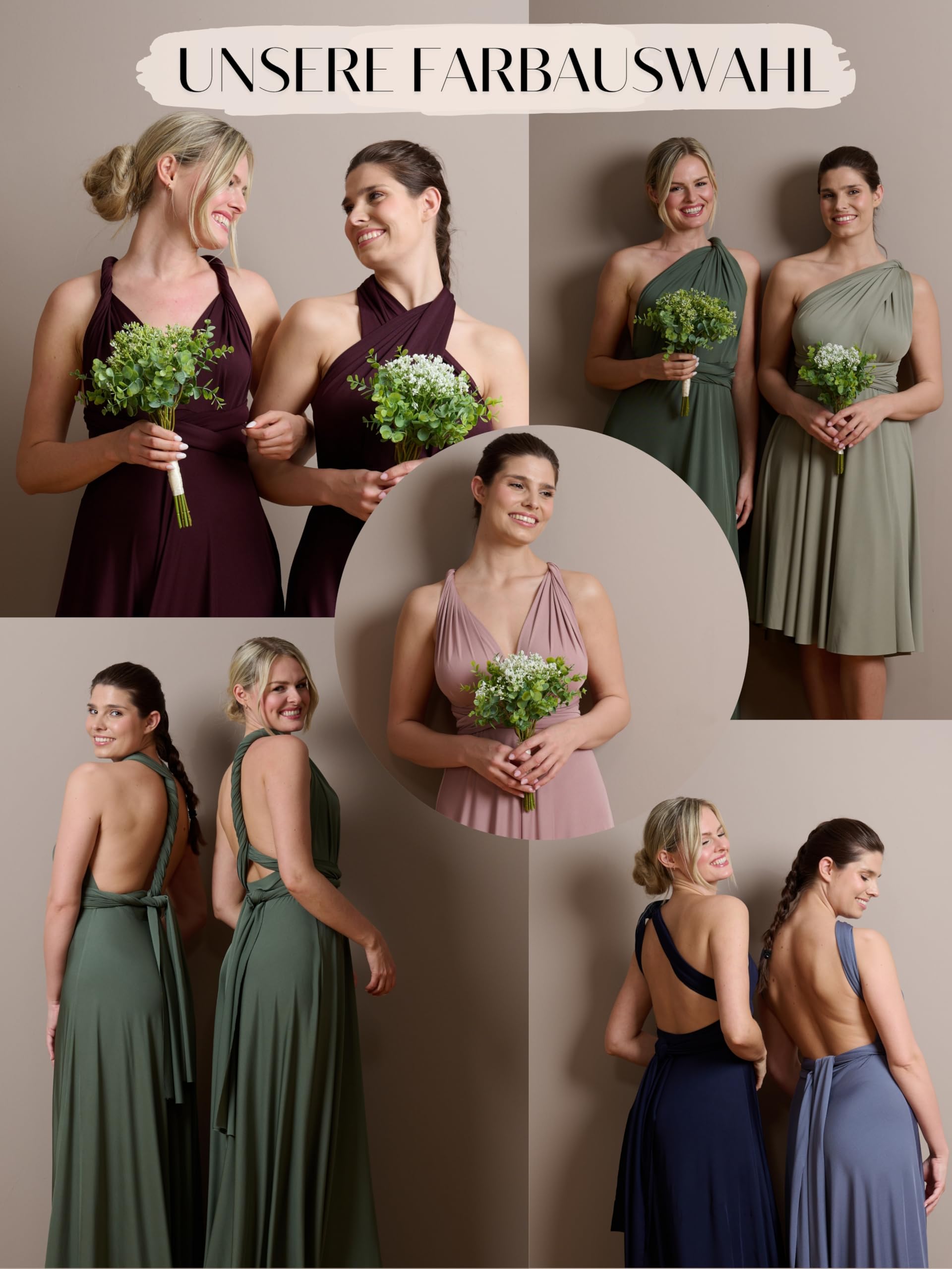 Juvell Brautjungfernkleider lang Plus Size Infinity-Dress Curvy - 1000-C | Hochzeit Plus Size Maxi-Kleid Wickelkleid Curvy Hochzeit-Abiball festliches Multiway-Kleid