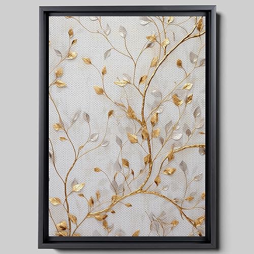 Original Ginkgo biloba Print On Canvas, Modern Textured Gold Wall Art, Abstract Gold Leaves Print, Living room Wall Decor, Canvas Wall Art, Wall