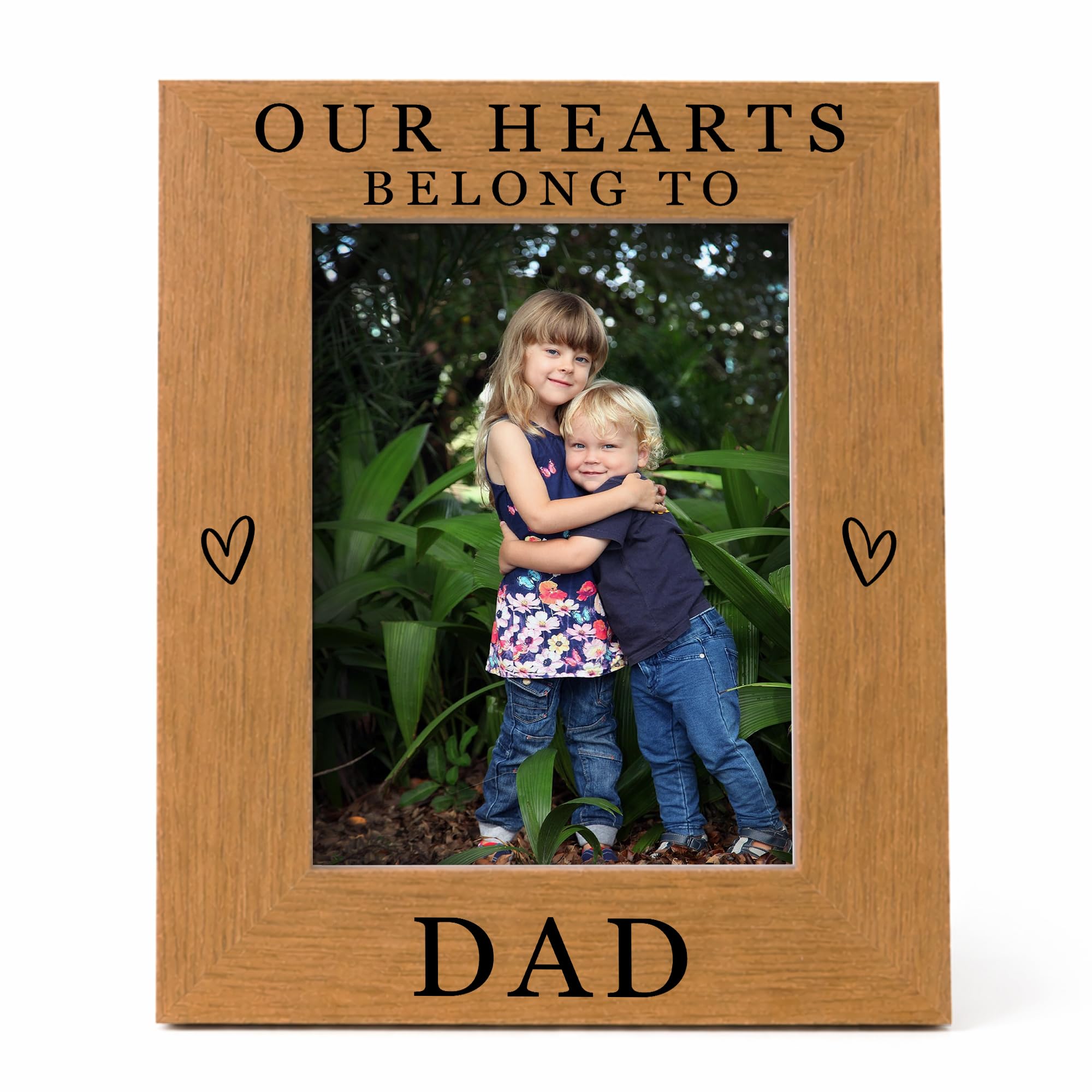 RED OCEAN Special Dad Gifts For Fathers Day Birthday Our Hearts Belong To Dad Photo Frame Novelty Gift For Dad From Daughter Son Thank You Gift Keepsake
