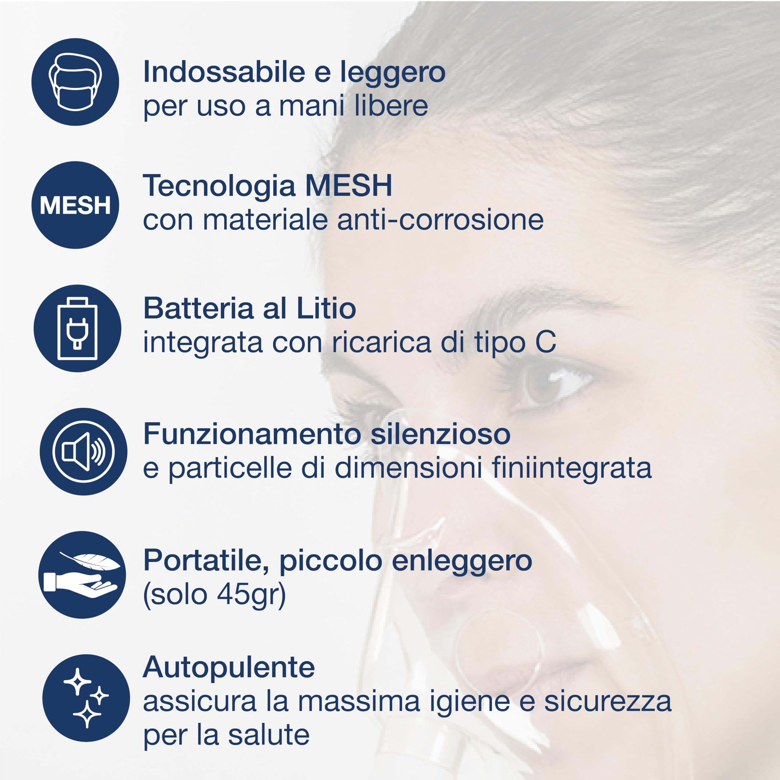 GIMA - Aerosol Mesh a ultrasuoni tascabile e indossabile, 28065