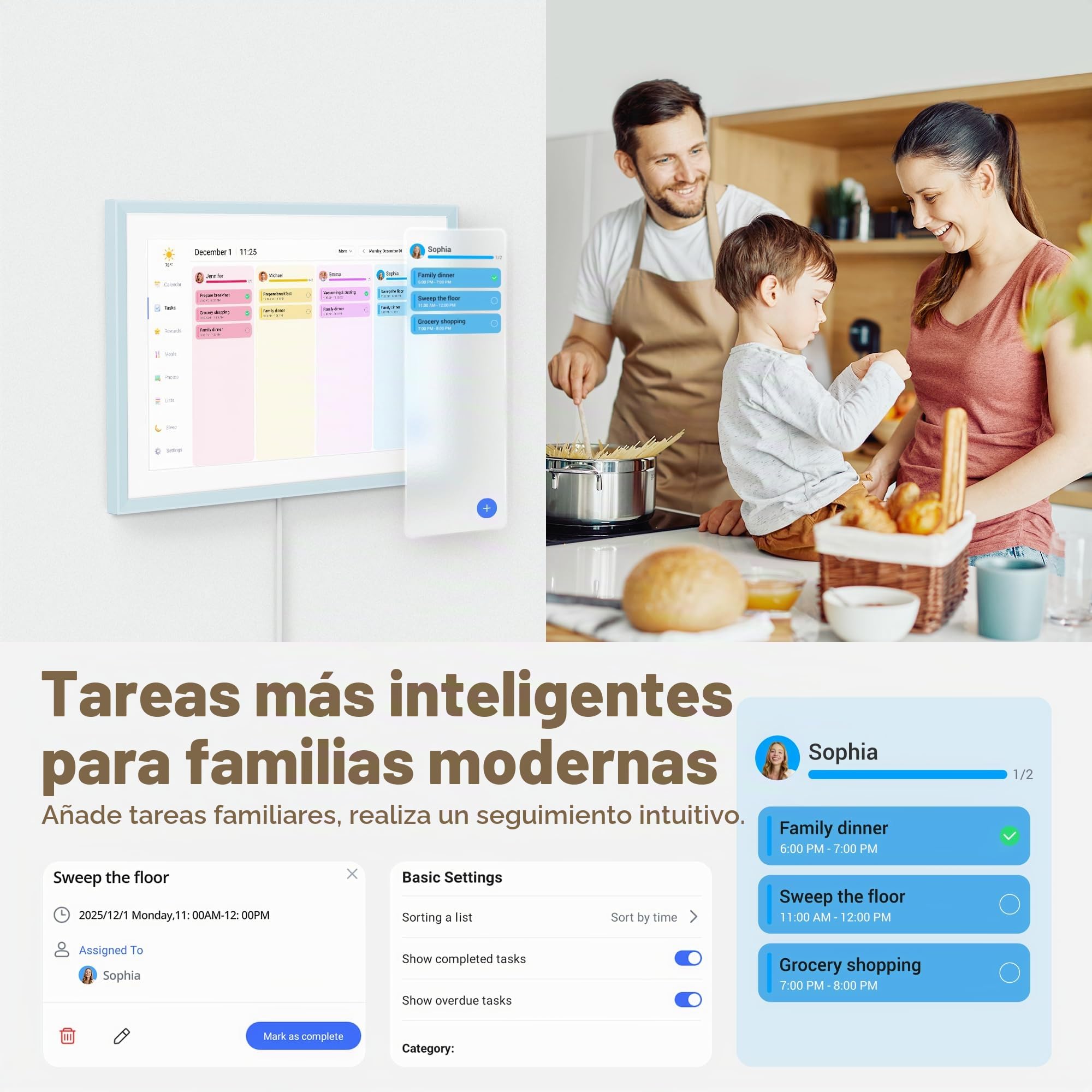 Dragon Touch Calendario Digital de Pared de 10,1 pulgadas, Planificador de calendario electrónico con 2 marcos reemplazables, memoria de 32GB, Calendario de escritorio con pantalla táctil, Blanco