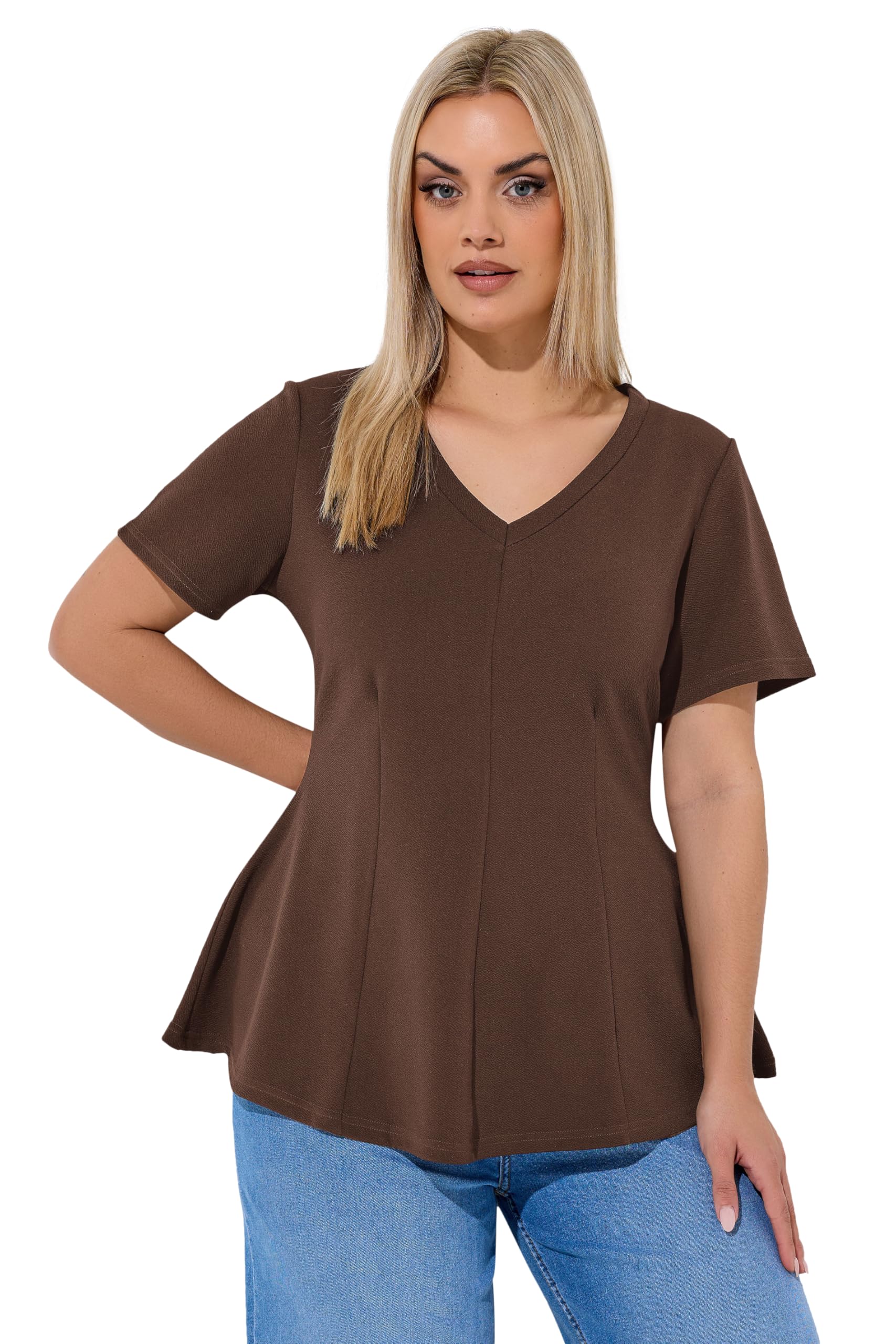 Yours Women's Chocolate V-Neck Corset Top In | Size: 20
