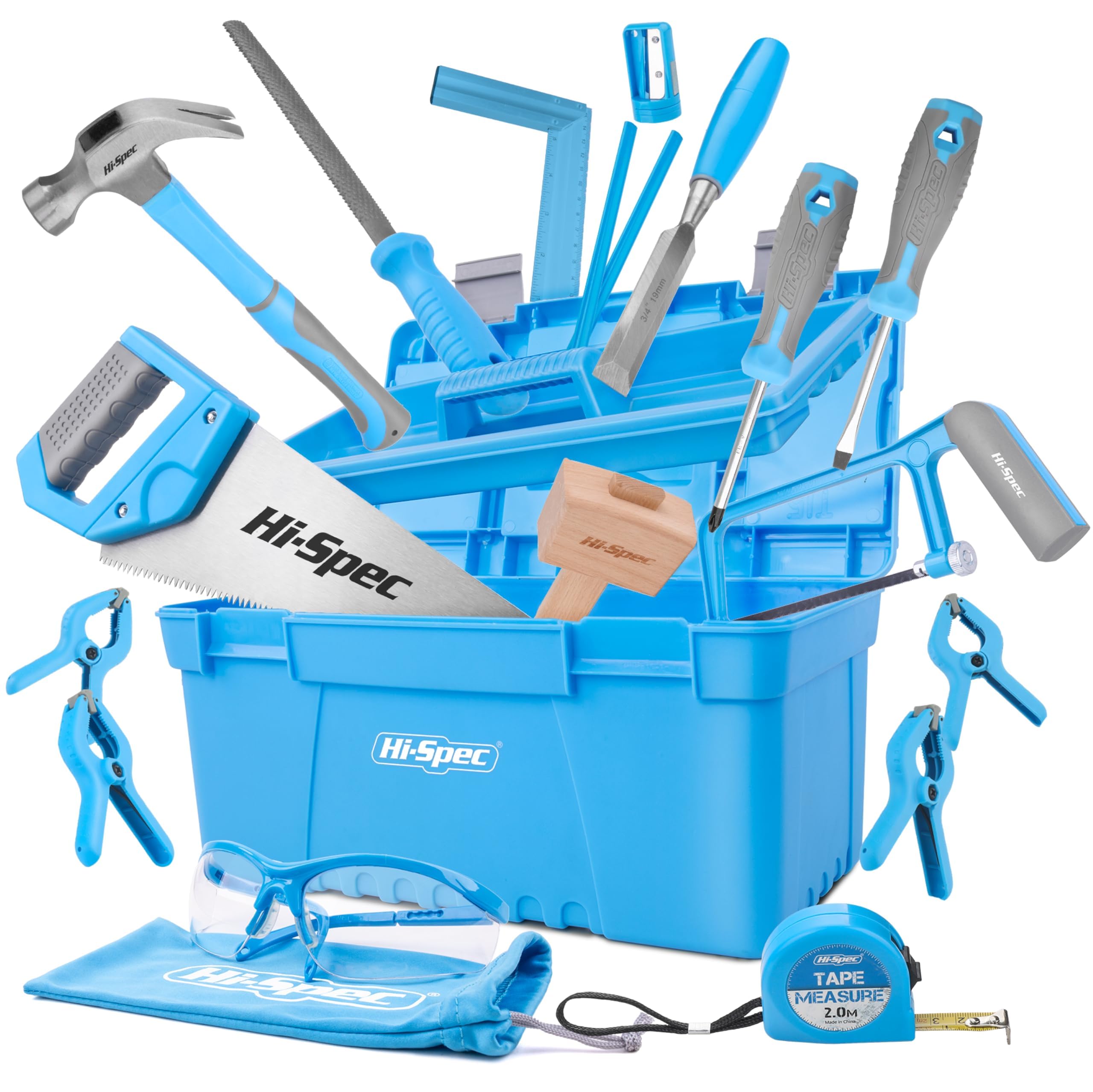 Hi-Spec Kit de menuiserie débutant avec scie et ciseau pour sculpture bois 25 Pièces