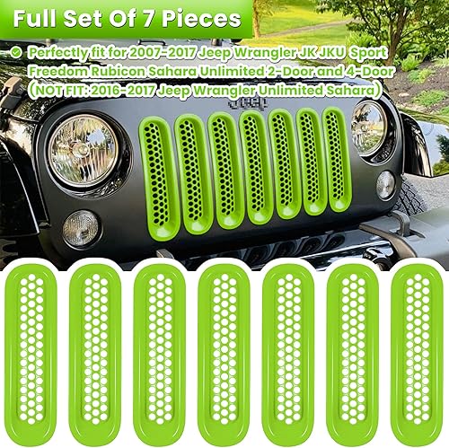 Vista 11 de Rejilla frontal E-Cowlboy de instalación de clip, parrilla protectora para Jeep Wrangler 2007-2017 JK, JKU, Sport, Freedom, Rubicon, Sahara