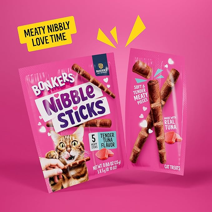 Bonkers Nibble Sticks Sabor Atún Snack Suave para Gatos 5 Unidades Pack 20 miniatura 3