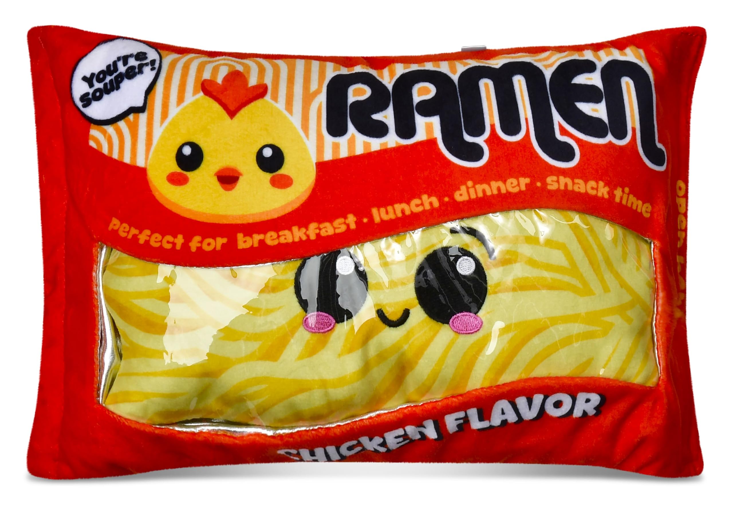 iscream Play with Your Food! Ramen Noodles Fleece Play Pillow Set with Embriodered Accents