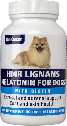 HMR Lignans y melatonina para perros con cushings. Fórmula superior 3 en 1 con biotina. Soporte suprarrenal, ayuda a mantener niveles normales de
