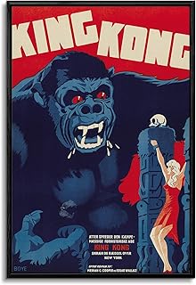 Floating Frame Canvas Print Wall Art - King Kong 1933 Movie Poster - 24x36 inches