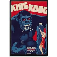 Floating Frame Canvas Print Wall Art - King Kong 1933 Movie Poster - 24x36 inches
