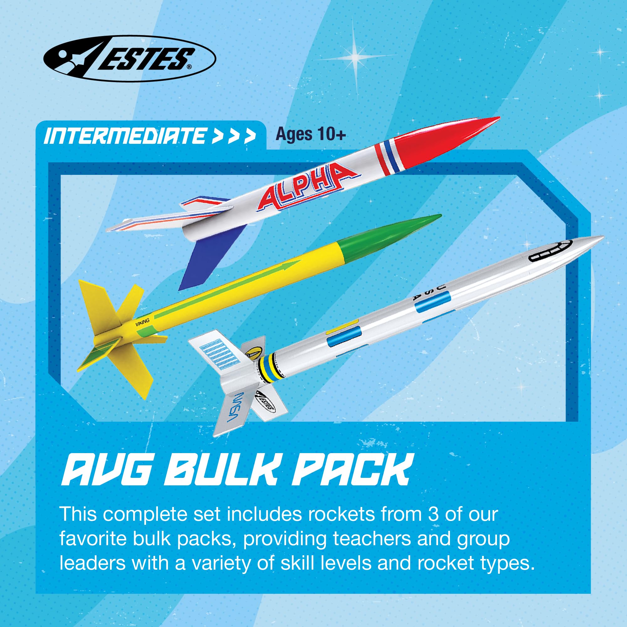 Estes 1753 AVG Bulk Variety Pack of Rocket-Building Kits, Beginner and Intermediate Flying-Rocket-Model Kits for Ages 10+, Includes Viking, Alpha, and EX2 Rockets - Image 2