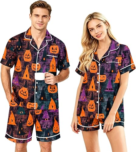 Vividcrate Halloween Matching Pjs Couples 2026 Short Sleeve 