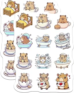 (2 Pack) Cute Capybara Magnets - Kawaii Animal Fridge Magnets - Cozy Bathtub Teacup Decor - Whimsical Locker Planner Accents - 5 Inches On Longest Side - Thick Durable Magnet - Made in USA - MAG36918