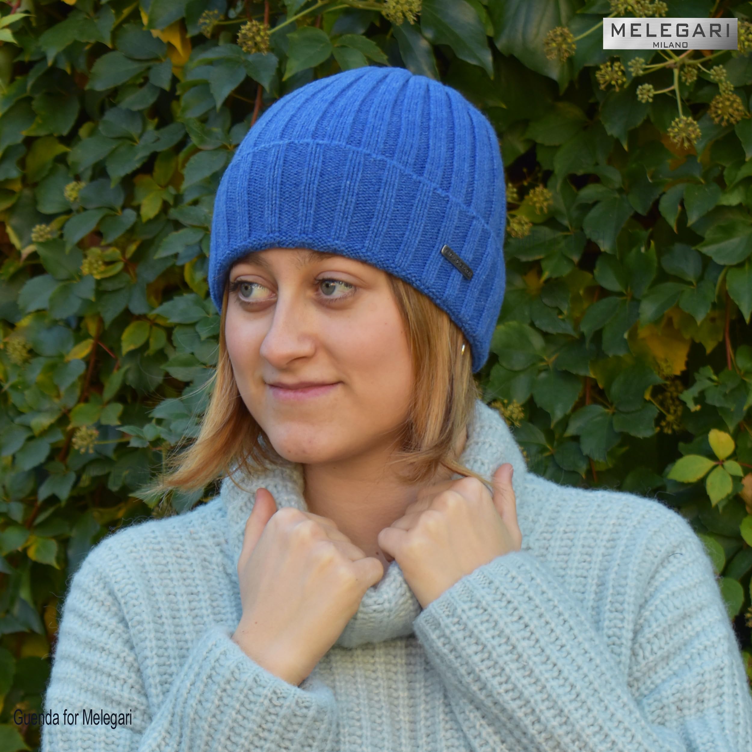 Melegari Berretto Cuffia Beanie Trento | 100% Cashmere | Made in Italy | Unisex