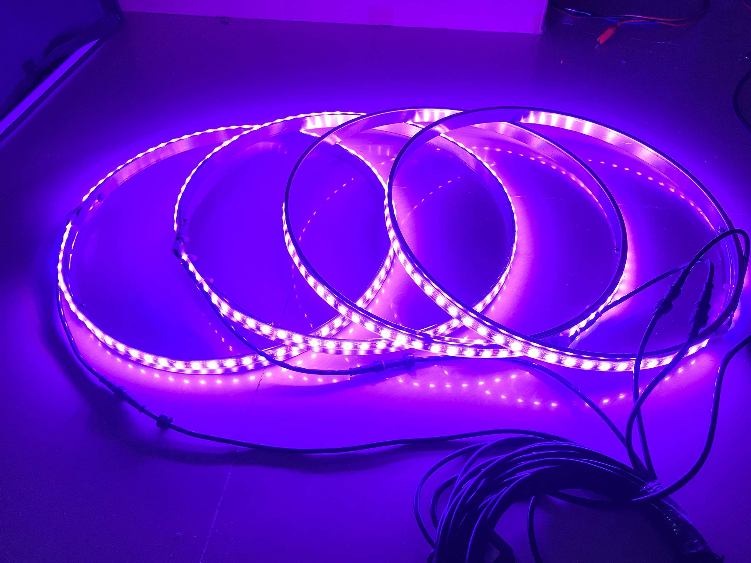 15.5'' RGB IP68 Waterproof Wheel Light kit Braking Functionand Strobe LED Wheel Ring Lights Tire Lights Brightest 300Leds Multiple Colors Super Bright Blue-Tooth App Controlled