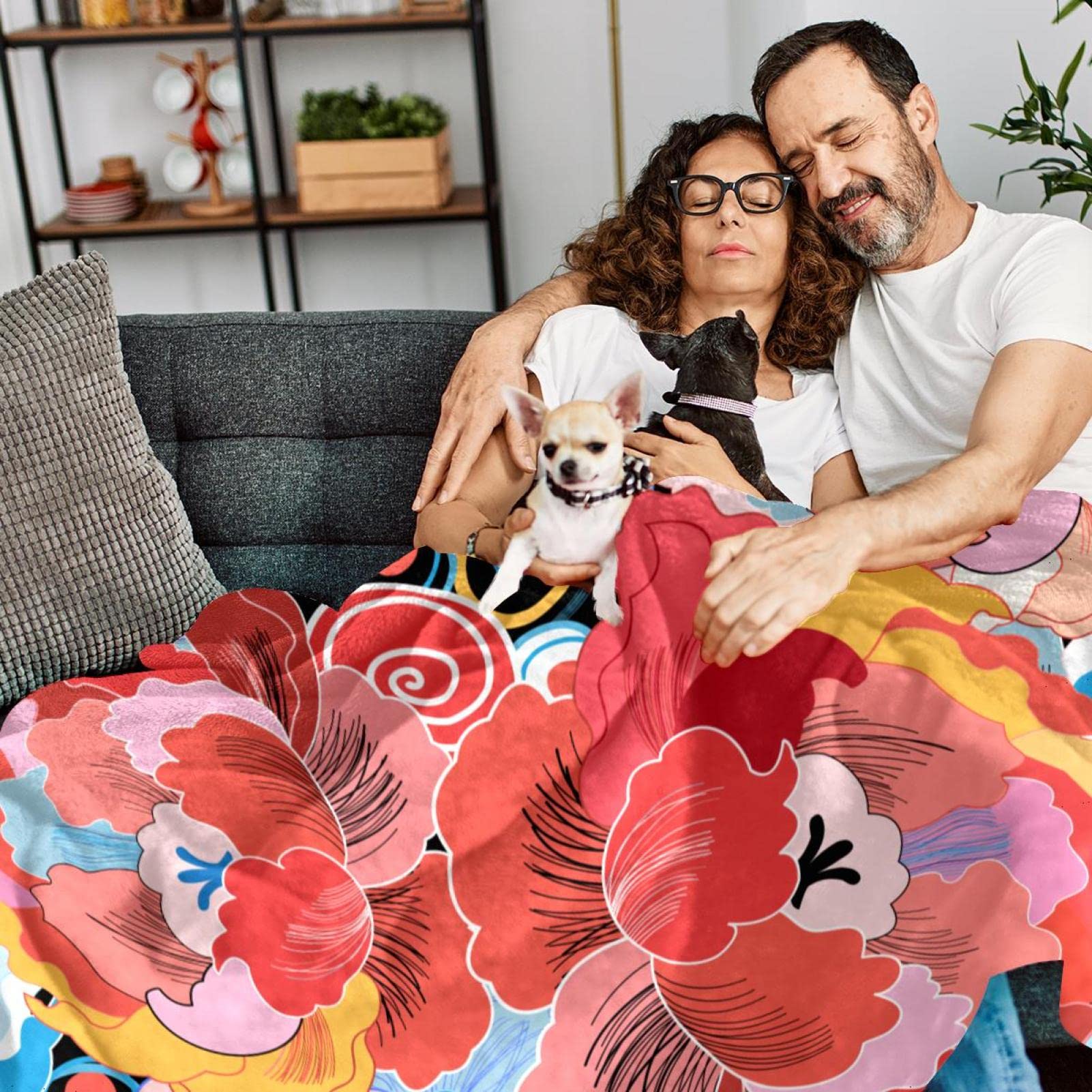 Amazon|毛布 ブランケット 抽象的 花柄 カラフル 大柄 印刷 Amazon|毛布 ブランケット 抽象的 花柄 カラフル 大柄 印刷