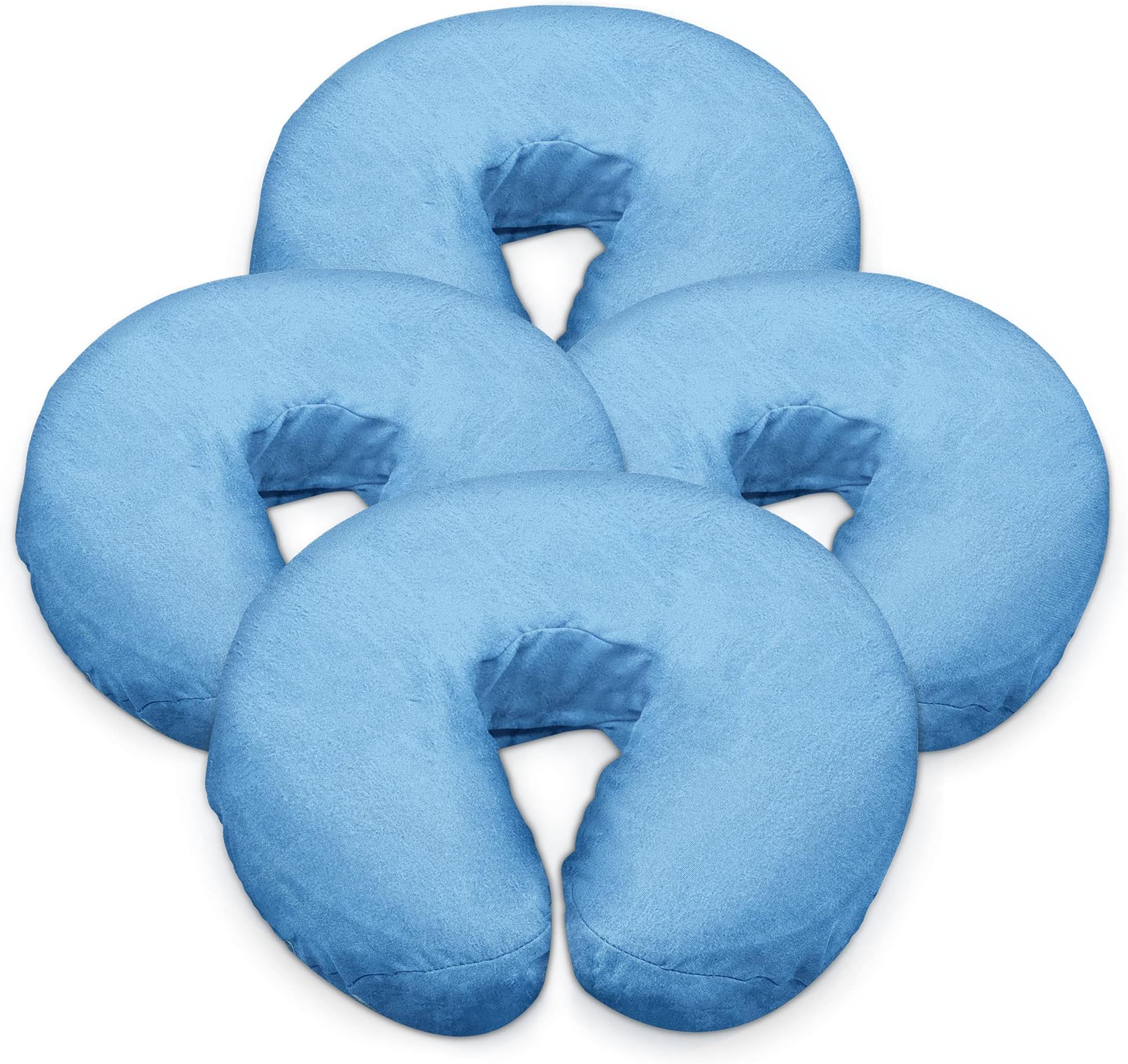LONDON LINENSPremium Extra Thick 100% COTTON Flannel Massage Face Cradle Cover, Includes 4pcs (4, Baby Blue)